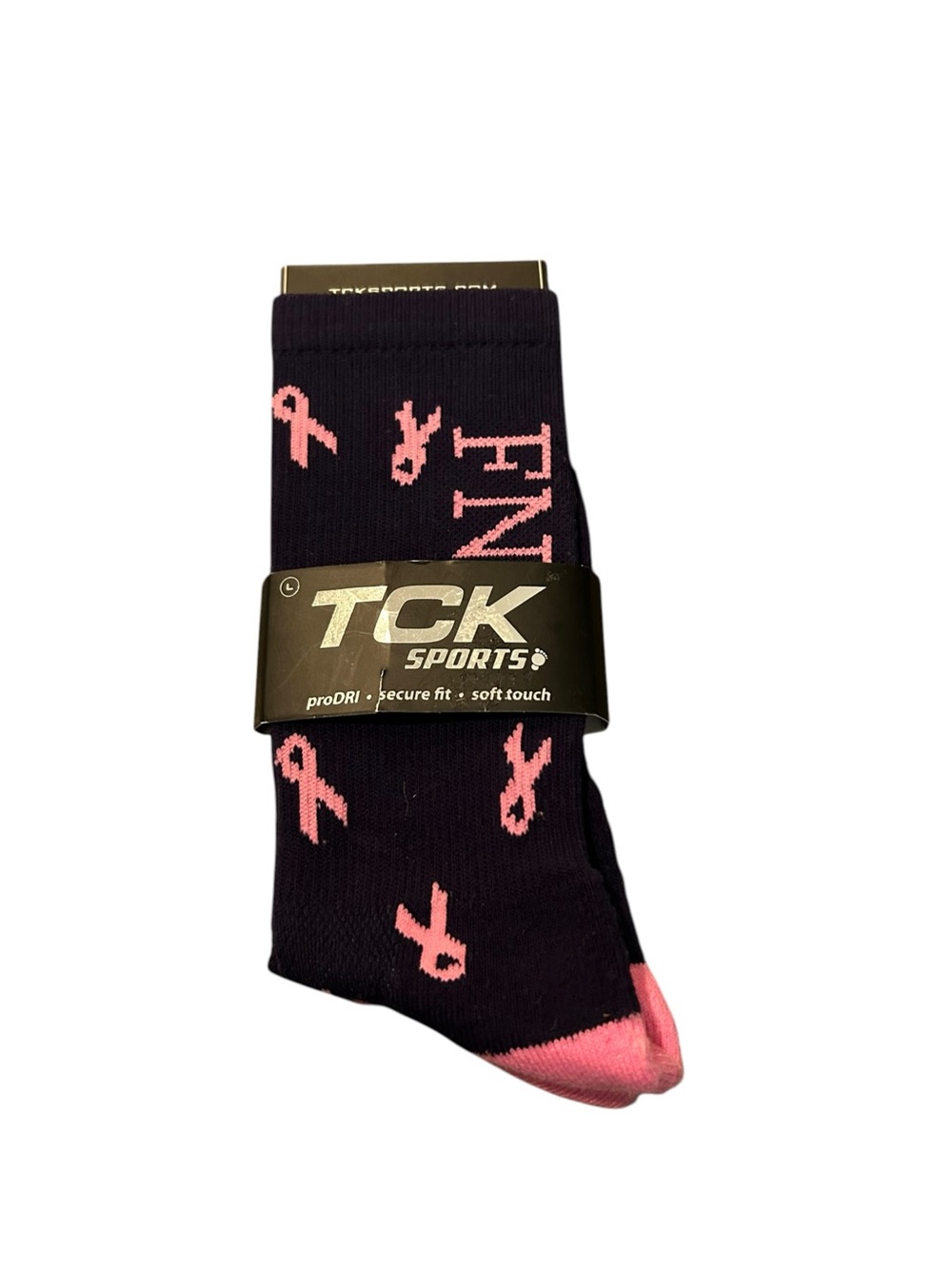 TCK Men's Black & Pink Awareness Crew Socks